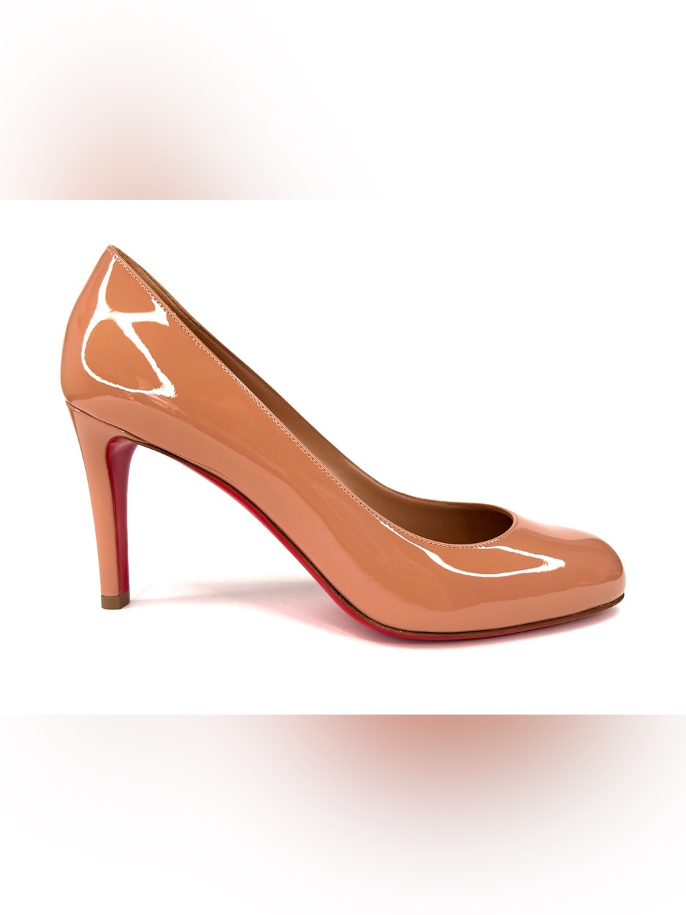 Christian Louboutin Pumppie 85mm Blush Patent Leather Pumps Size EU 38.5